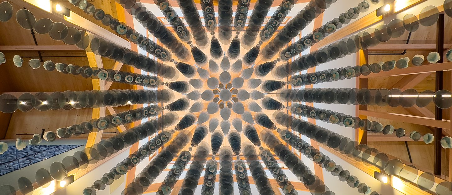 Radial ceiling artwork at Usona Institute